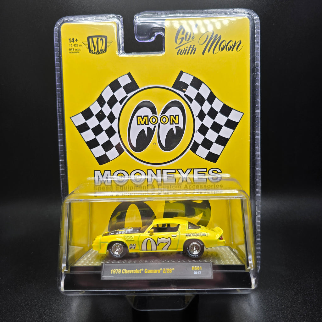 M2 Machines 1:64 1979 Chevrolet Camaro Z28 Mooneyes Speed Equipment – Yellow – Hobby Exclusive