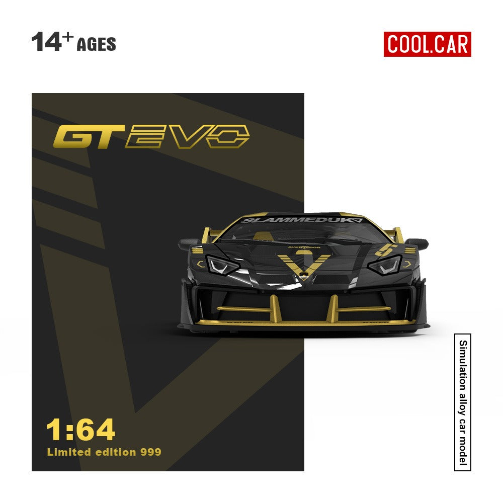 Cool Car 1:64 Lamborghini GTEVO V5 black and gold painted alloy car model
