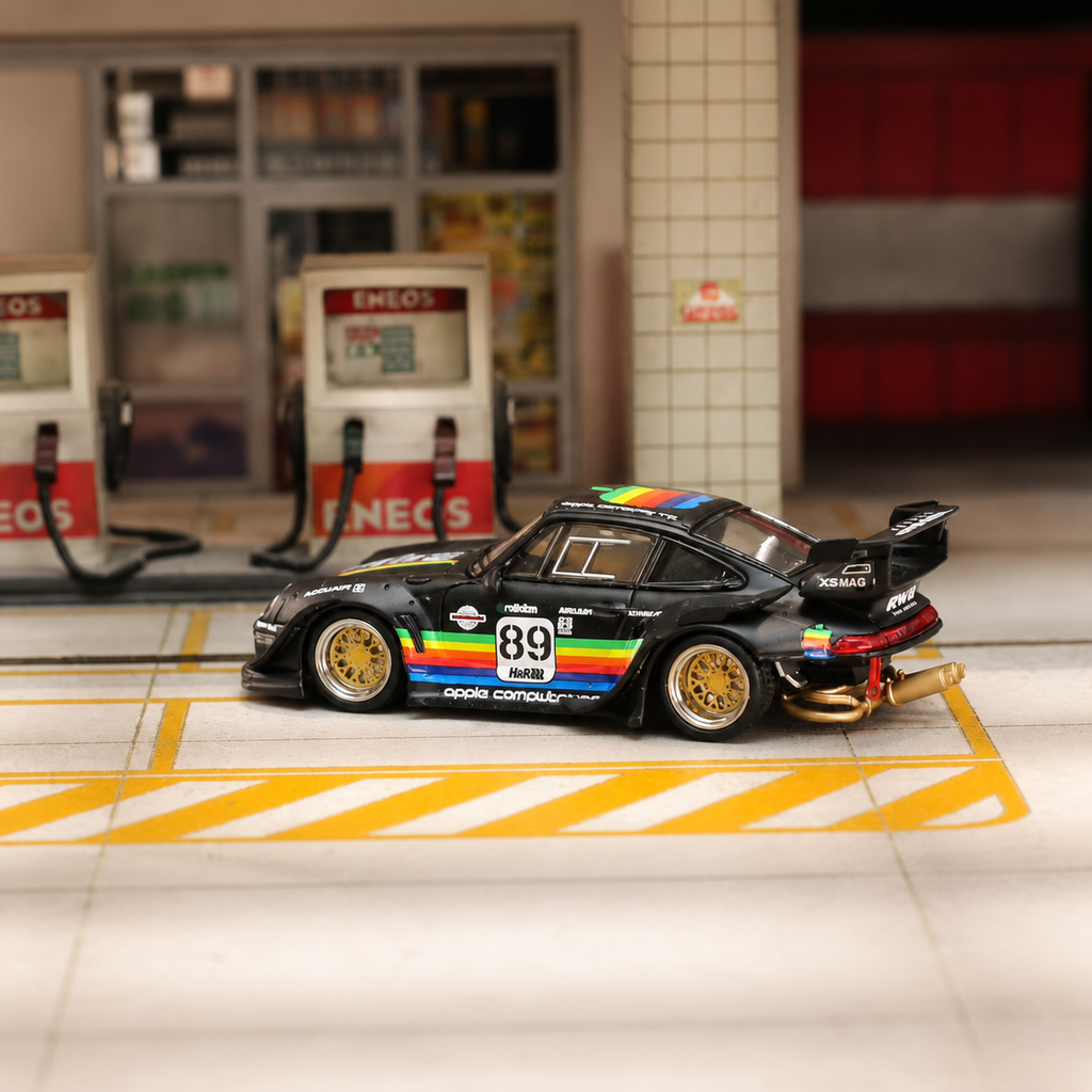 Street Weapon 1/64 Porsche RWB 993 Black Apple Livery Low Tail