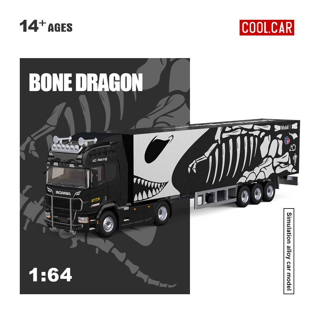 Cool Car 1:64 Scania container truck - Chalop Dragon Skeleton painted alloy car model