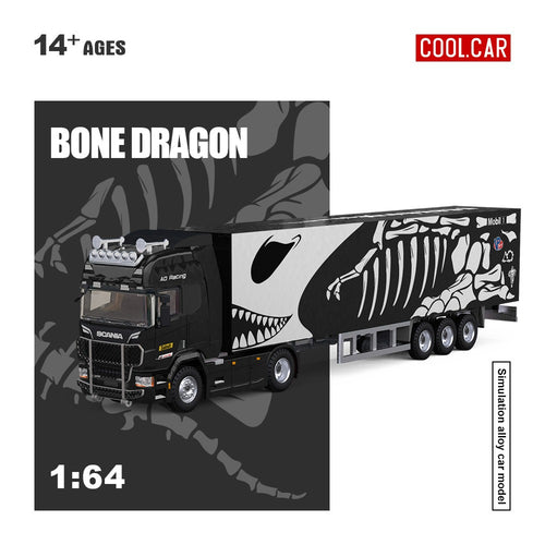 Cool Car 1:64 Scania container truck - Chalop Dragon Skeleton painted alloy car model