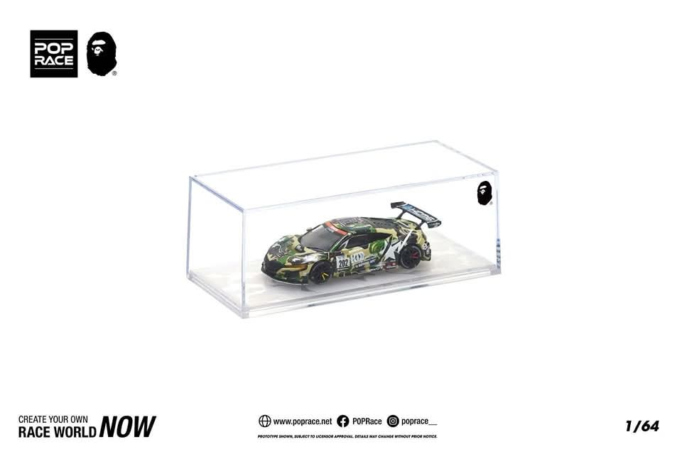 Poprace 1/64 HONDA NSX GT3 EVO22 KCMG BATHING APE Diecast Scale Model Car