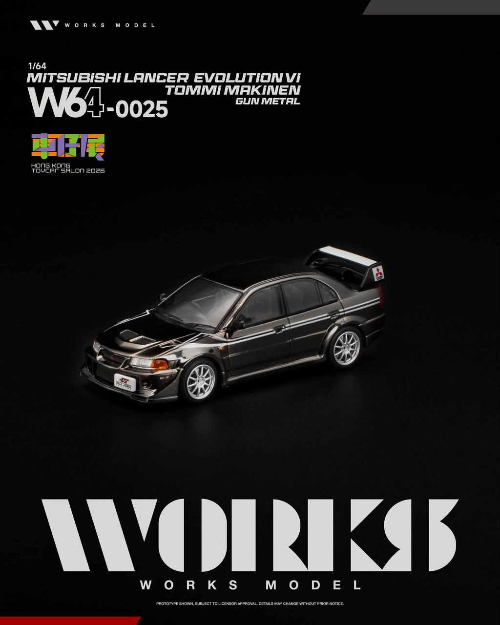 WORKS 1/64 MITSUBISHI LANCER EVO VI TOMMI MAKINEN GUN METAL TOYCAR SALON 2026 EVENT W640025