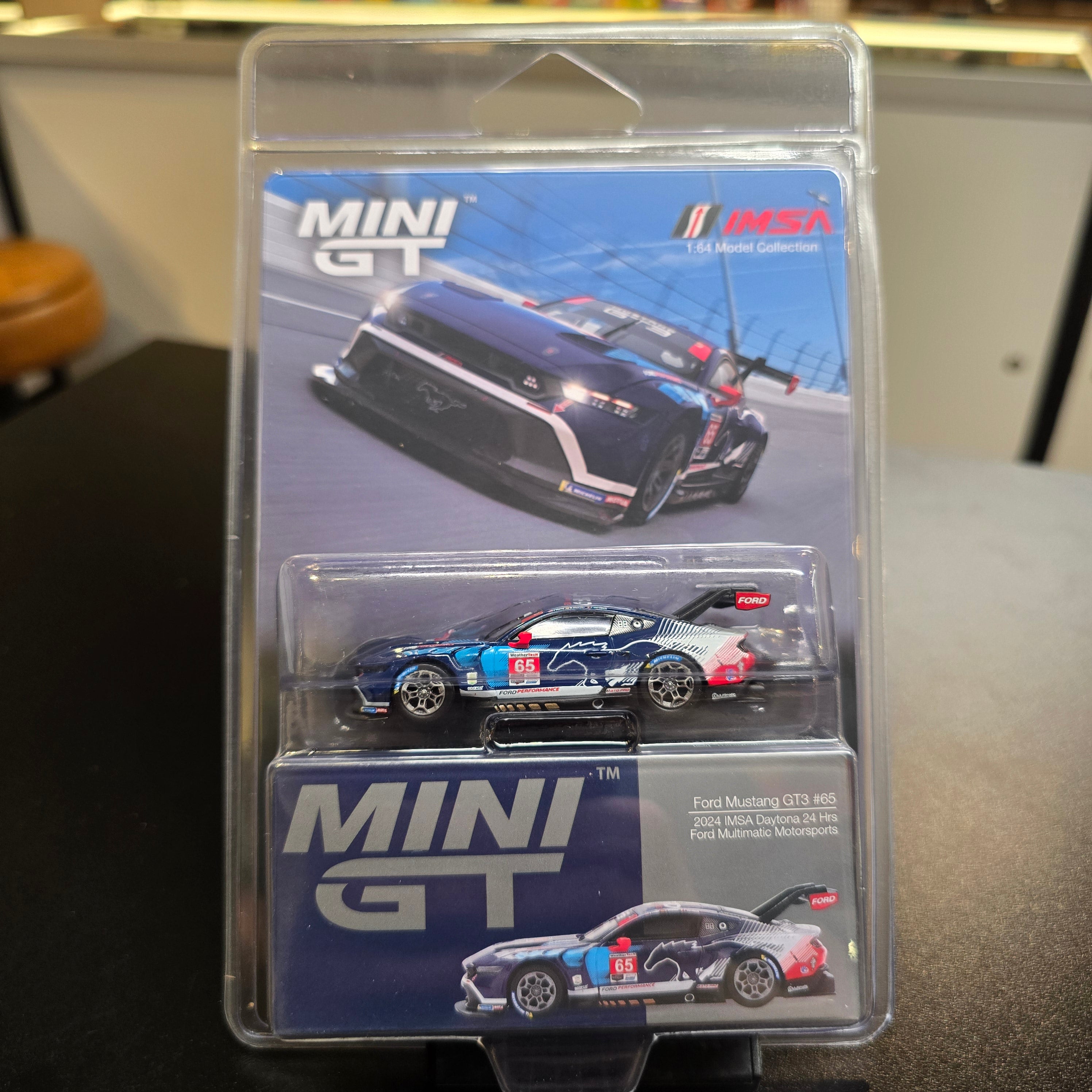 Mini GT 1:64 Ford Mustang GT3 #65 Ford Multimatic Motorsports 2024 IMSA Daytona 24 Hrs