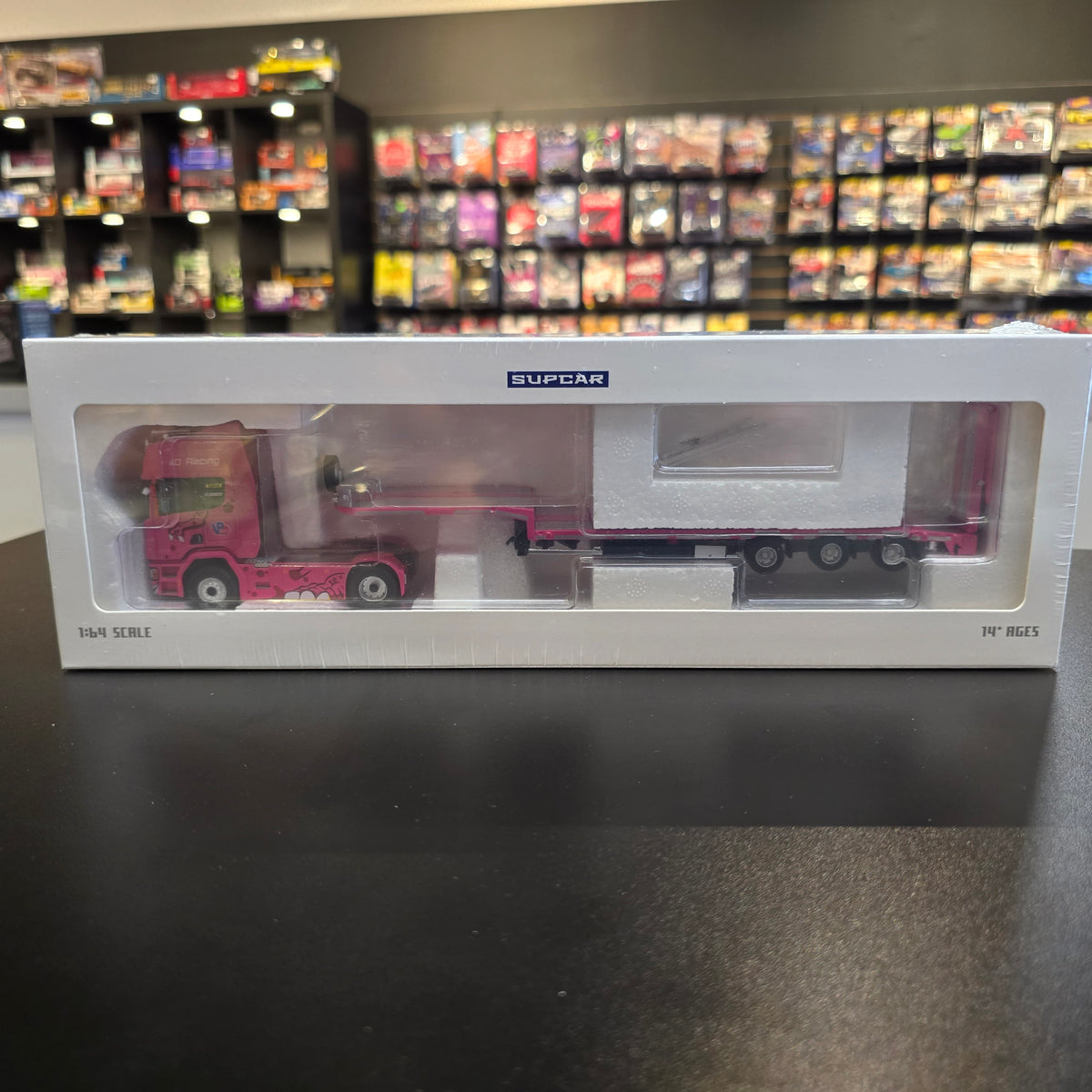 Supcar - Roxy Scania Flatbed Truck Hauler AO Racing Livery Roxy – 1:64 Cool Car Diecast Model