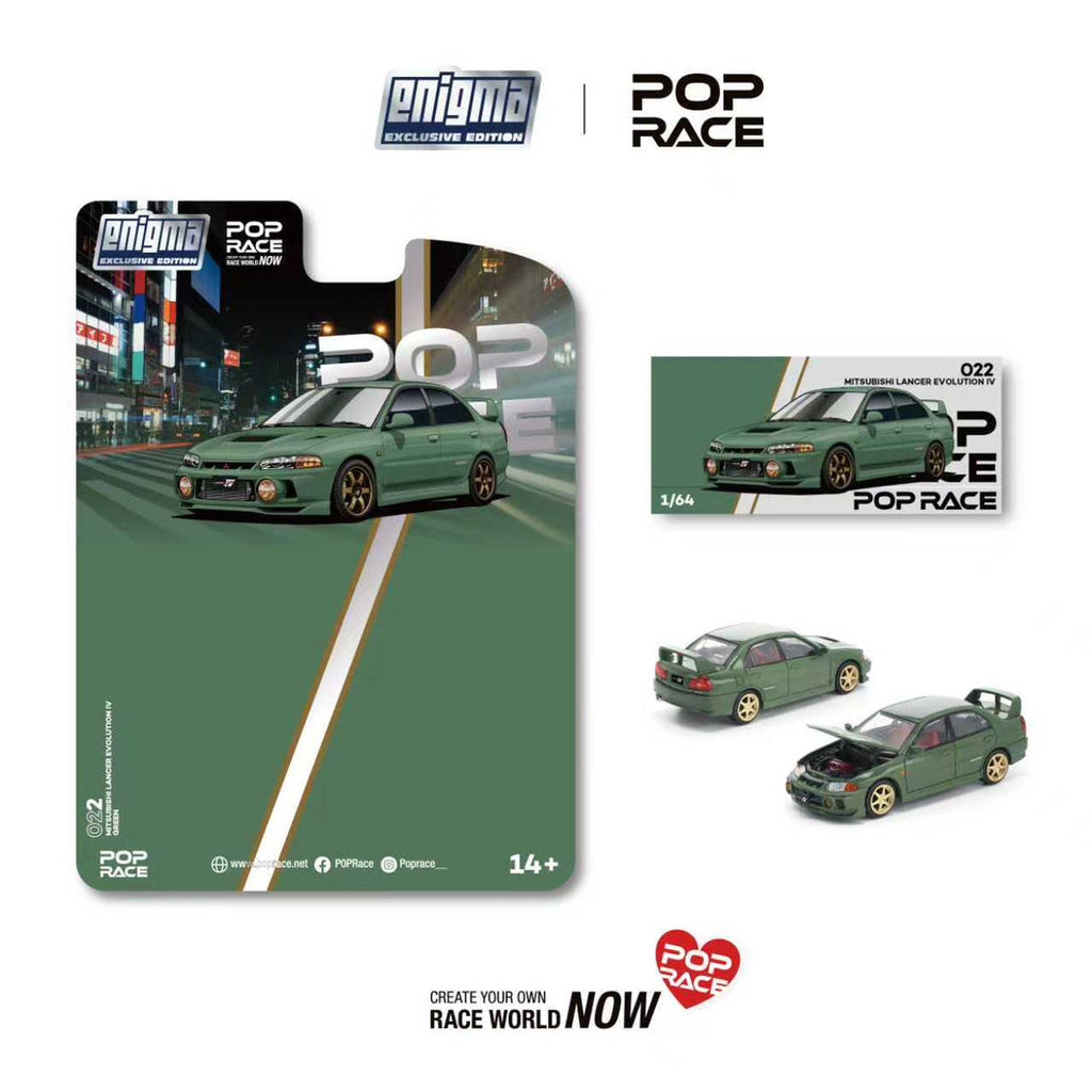 POP RACE 1/64 MITSUBISHI LANCER EVOLUTION IV GREEN (enigma exclusive edition) PRE022