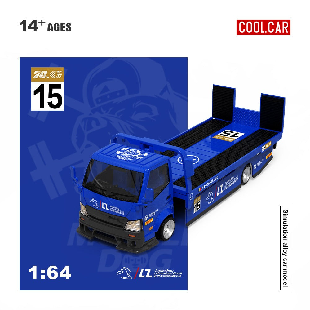 Cool Car 1:64 H300 flat transport trailer, blue 15 color paint finish, realistic alloy car model