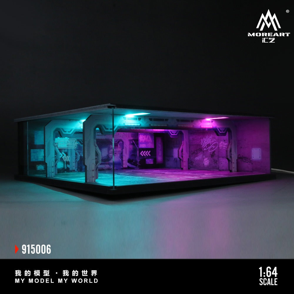 Moreart 1:64 Cyberpunk Underground Parking Garage Series Lighted Assembly Scene Diorama