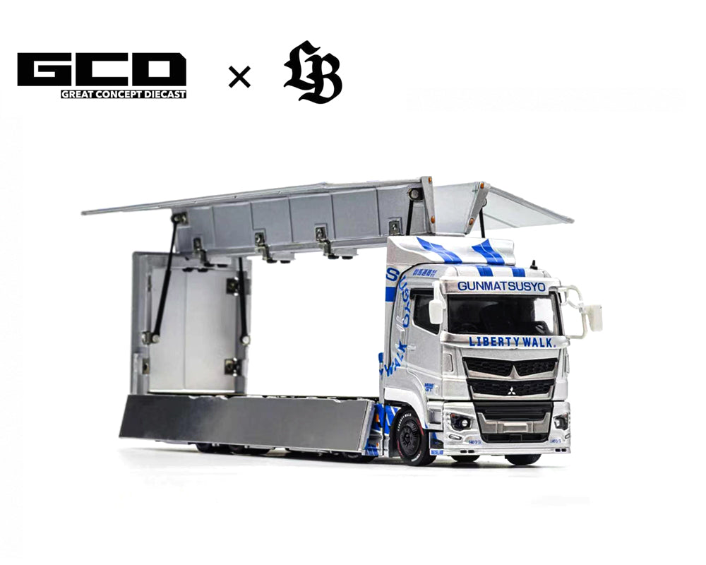 GCD 1:64 LBWK Mitsubishi Fuso Super Great Transporter TAS Special – Silver- Special Edition