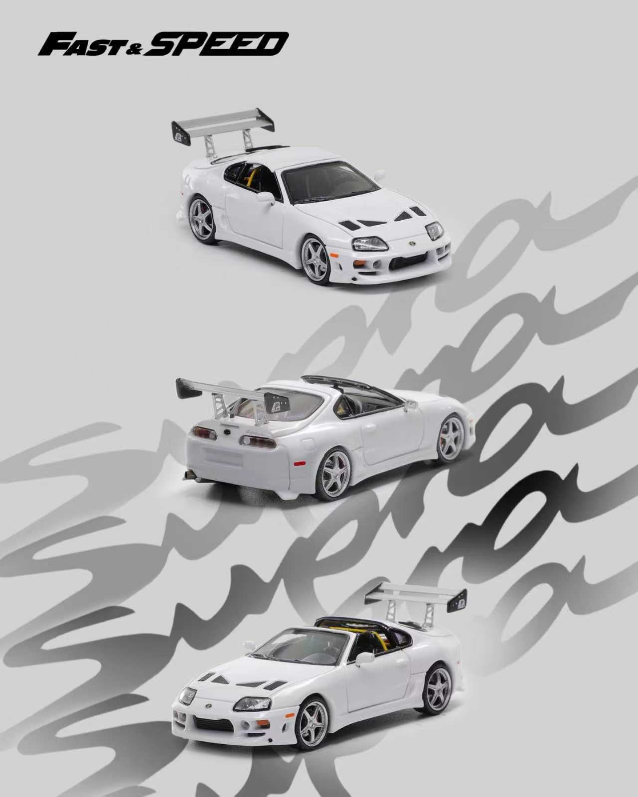 Fast Speed 1/64 Supra MK4 Targa Roadster Diecast Model White