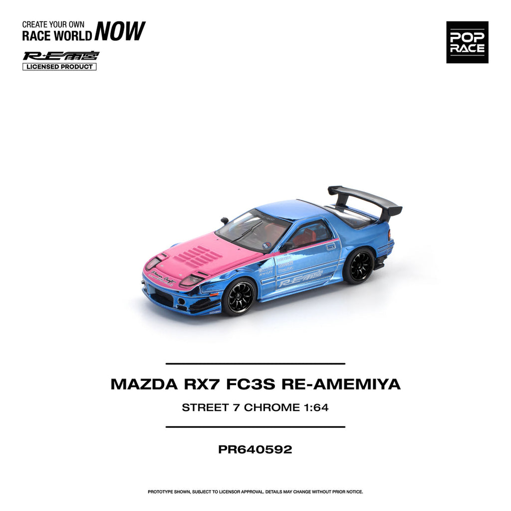POP RACE 1/64 MAZDA RX7 (FC3S) RE-AMEMIYA STREET 7 CHROME PR640592