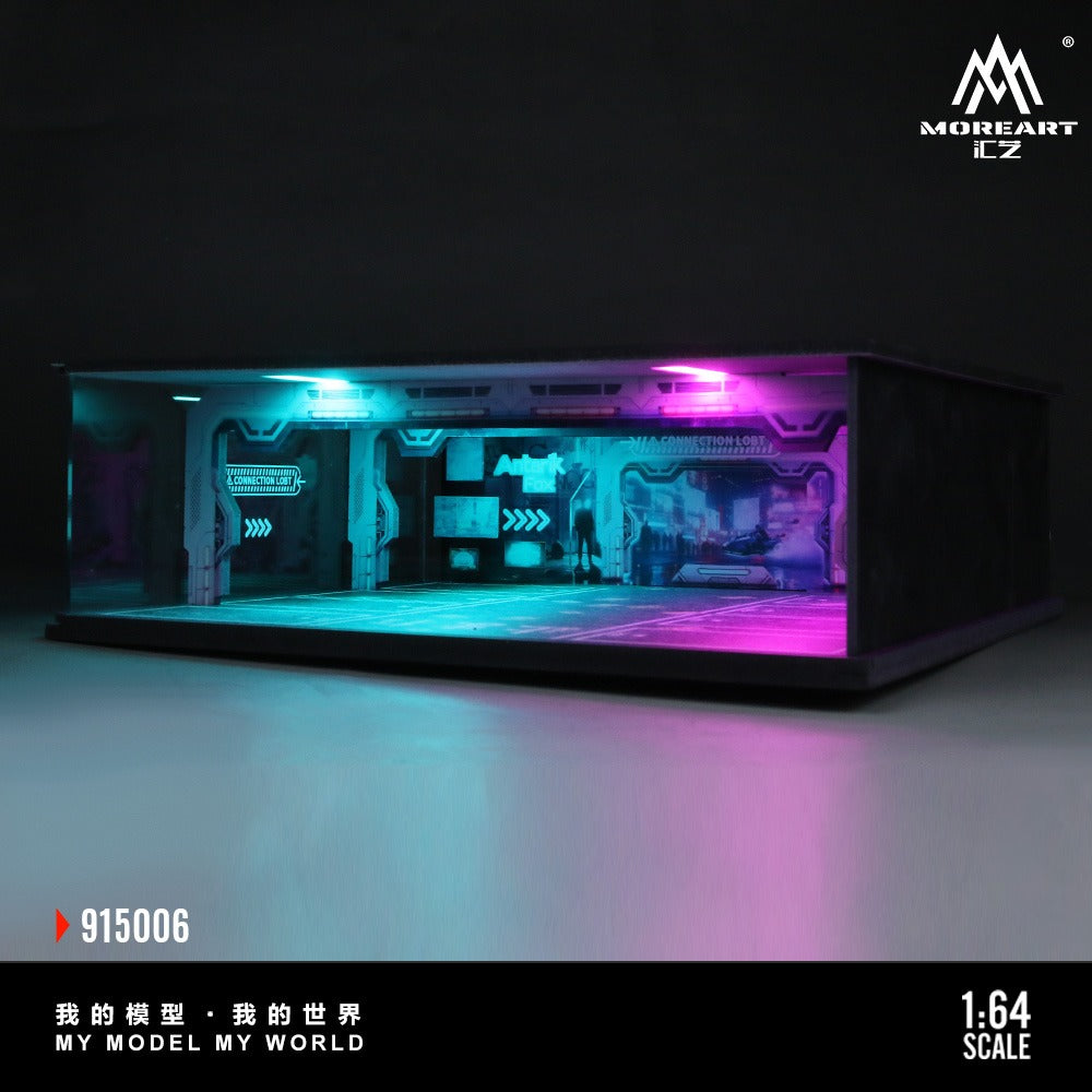 Moreart 1:64 Cyberpunk Underground Parking Garage Series Lighted Assembly Scene Diorama