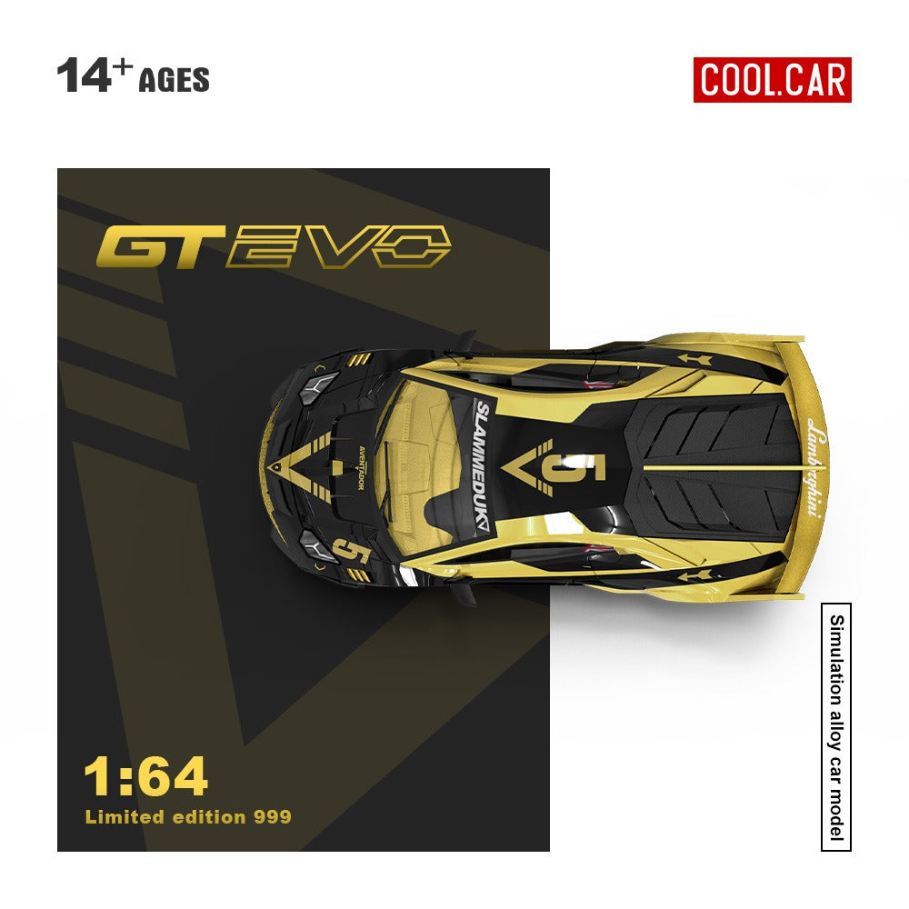Cool Car 1:64 Lamborghini GTEVO V5 black and gold painted alloy car model