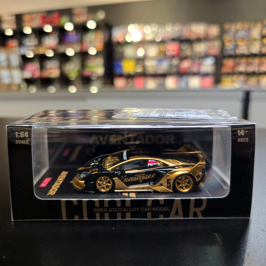 Cool Car 1:64 Lamborghini GTEVO V5 black and gold painted alloy car model