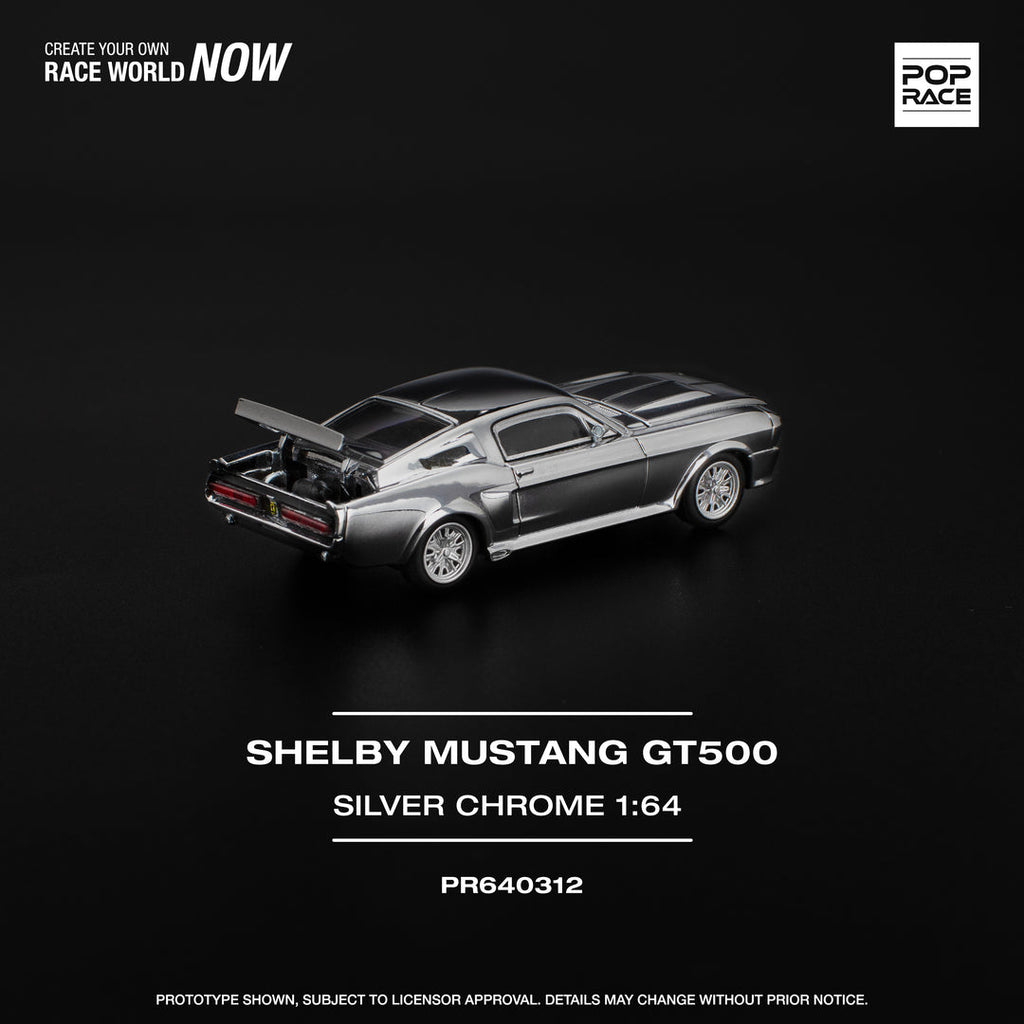 POP RACE 1/64 SHELBY MUSTANG GT500 - SILVER CHROME PR640312