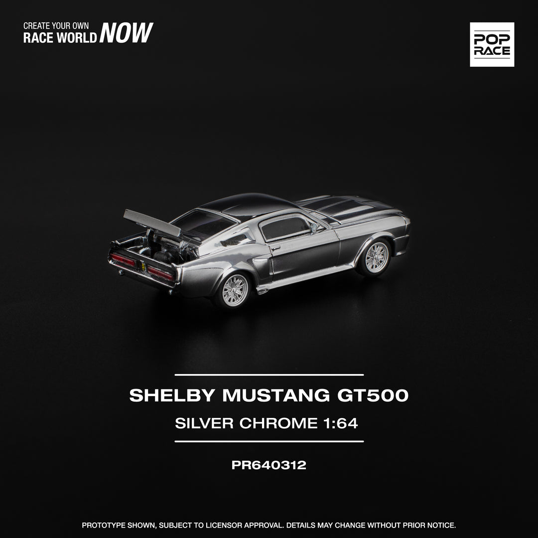 POP RACE 1/64 SHELBY MUSTANG GT500 - SILVER CHROME PR640312