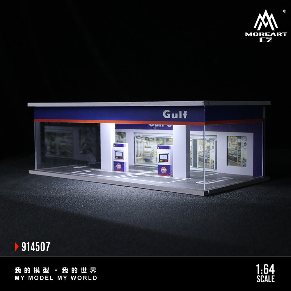 MoreArt 1:64 GAS STATION ASSEMBLY Gulf EXHIBITION HALL
