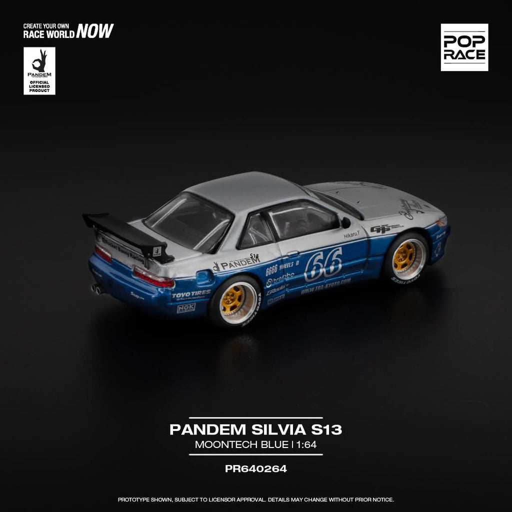 POP RACE 1/64 PANDEM SILVIA S13 MOONTECH BLUE PR640264