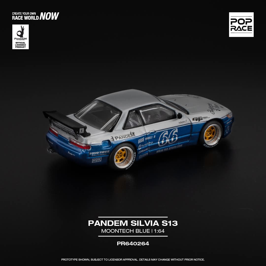POP RACE 1/64 PANDEM SILVIA S13 MOONTECH BLUE PR640264