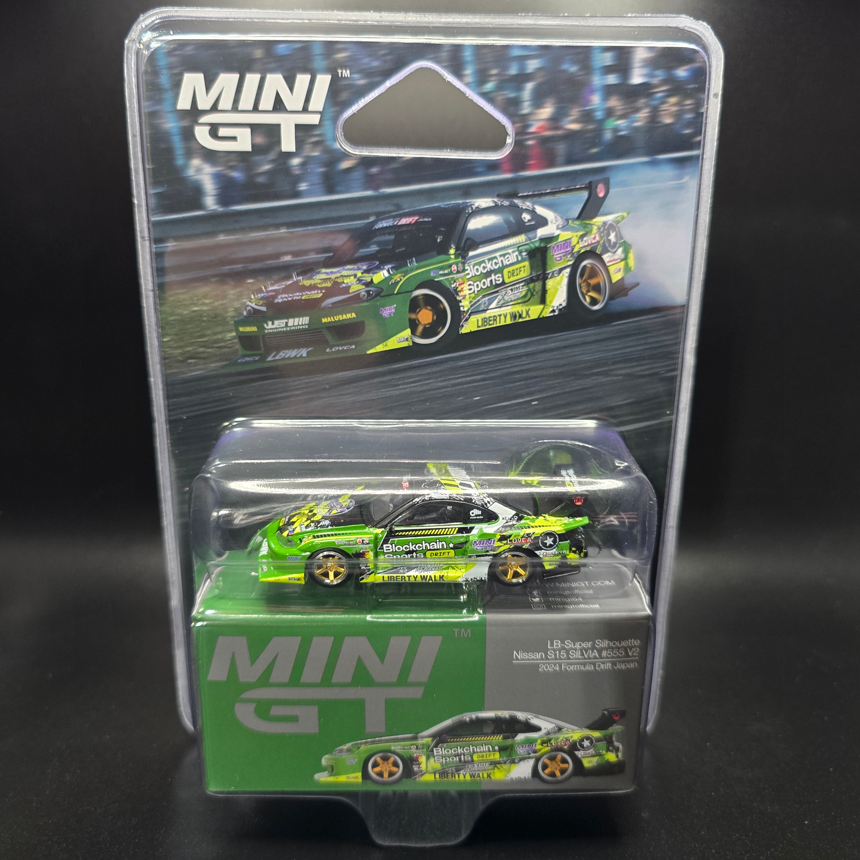 Mini GT 1:64 Nissan LB-Super Silhouette S15 SILVIA #555 V2 2024 – Green – Formula Drift Japan