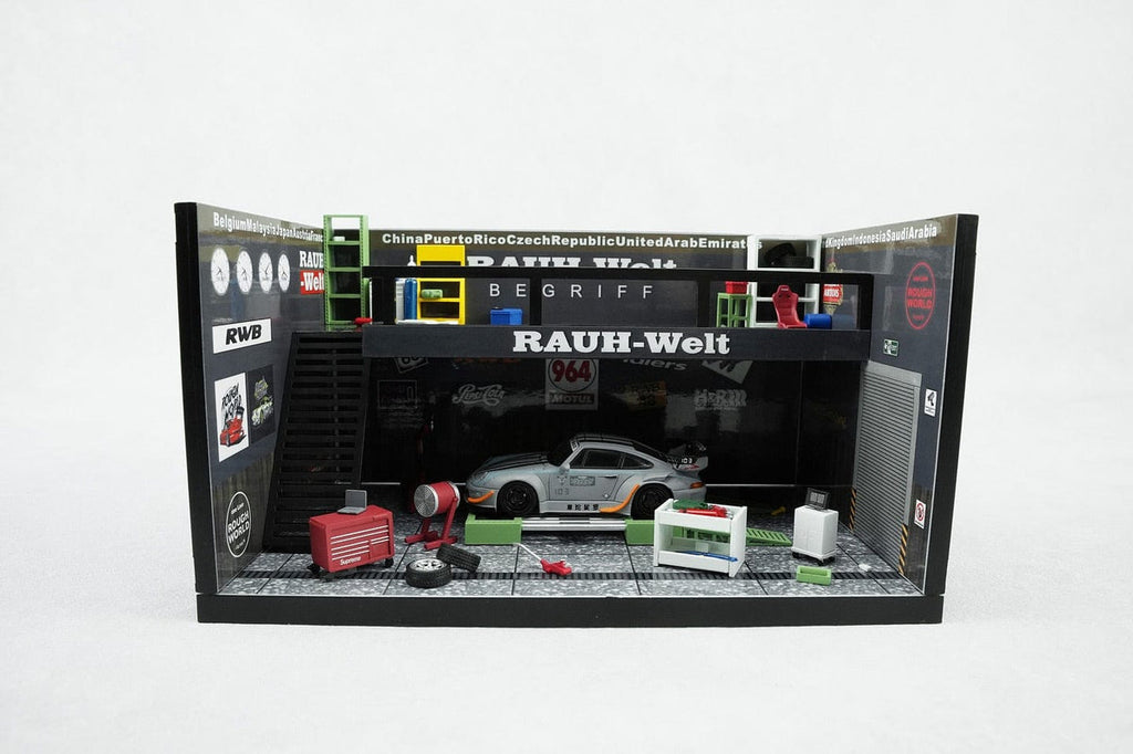 Motorhelix 1/64 Garage Scene Set - RWB Theme Garage Black M90221