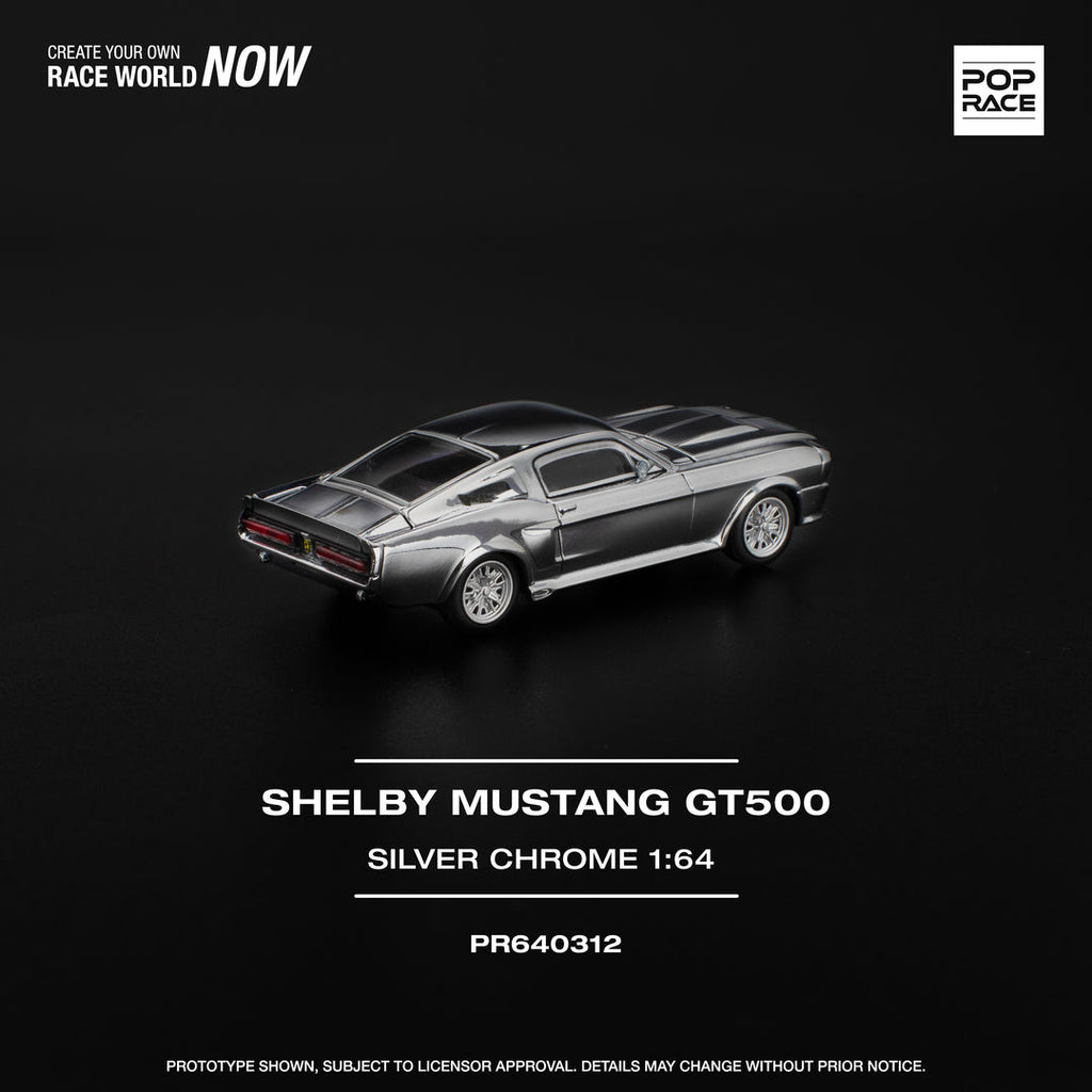 POP RACE 1/64 SHELBY MUSTANG GT500 - SILVER CHROME PR640312
