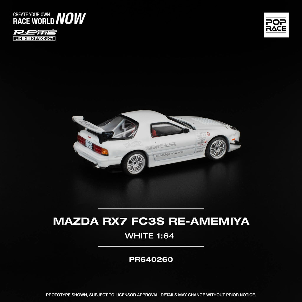 POP RACE 1/64 MAZDA RX7 FC3S RE-AMEMIYA WHITE PR640260