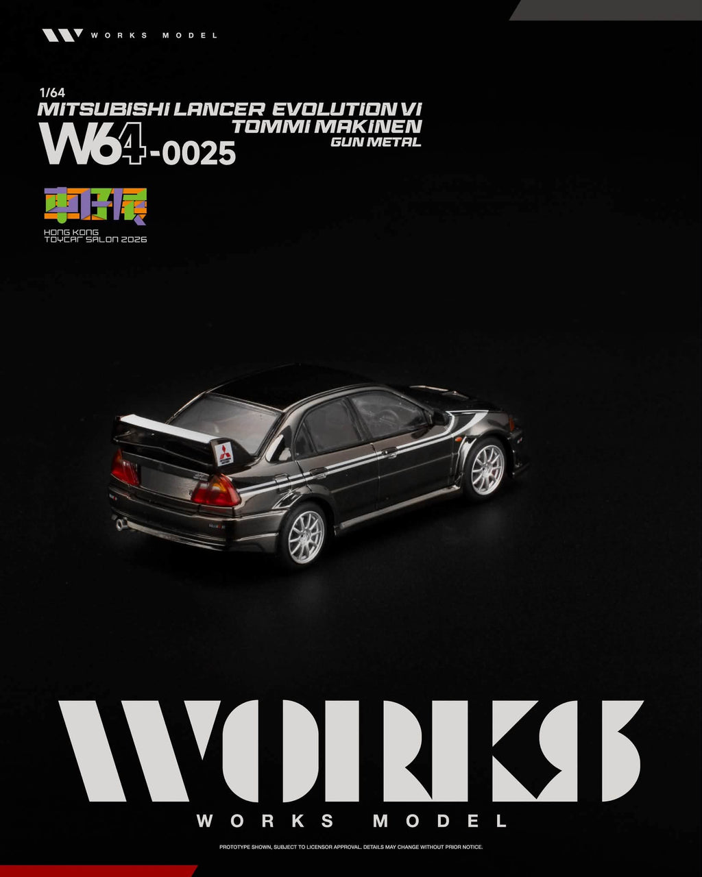 WORKS 1/64 MITSUBISHI LANCER EVO VI TOMMI MAKINEN GUN METAL TOYCAR SALON 2026 EVENT W640025