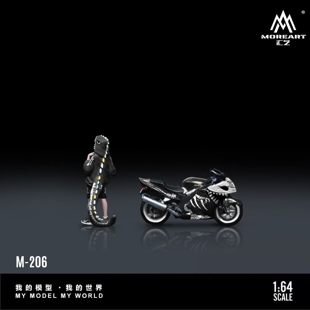 Moreart 1:64 Honda CBR100XX Motorcycle Dragon Bike Figure Resin, Skeleton Rexy