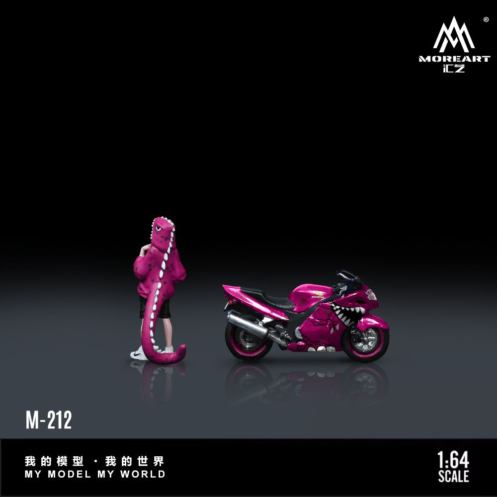 Moreart 1:64 Honda CBR 1100XX Pink Tyrannosaurus Motorcycle and