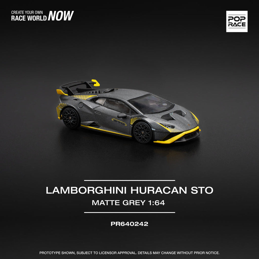 POP RACE 1/64 LAMBORGHINI HURACAN STO MATTE GREY PR640242