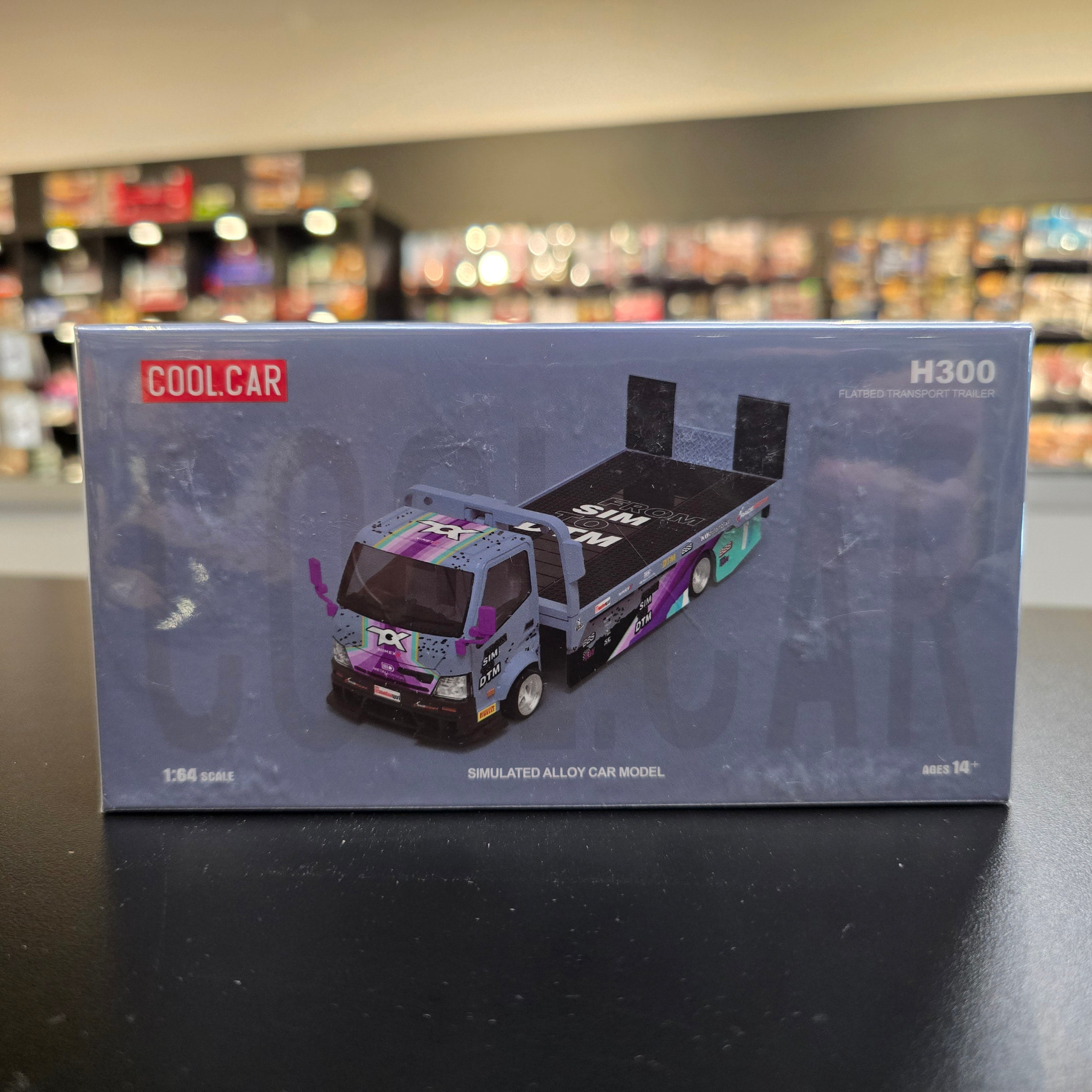 Cool Car 1:64 H300 flat transport trailer, color-coated imitation alloy car model Sim to DTM
