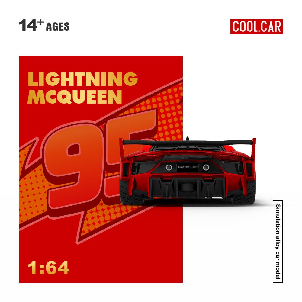 Cool Car 1:64 Lamborghini GTEVO Lightning McQueen Metal Red Painted Alloy Car Model