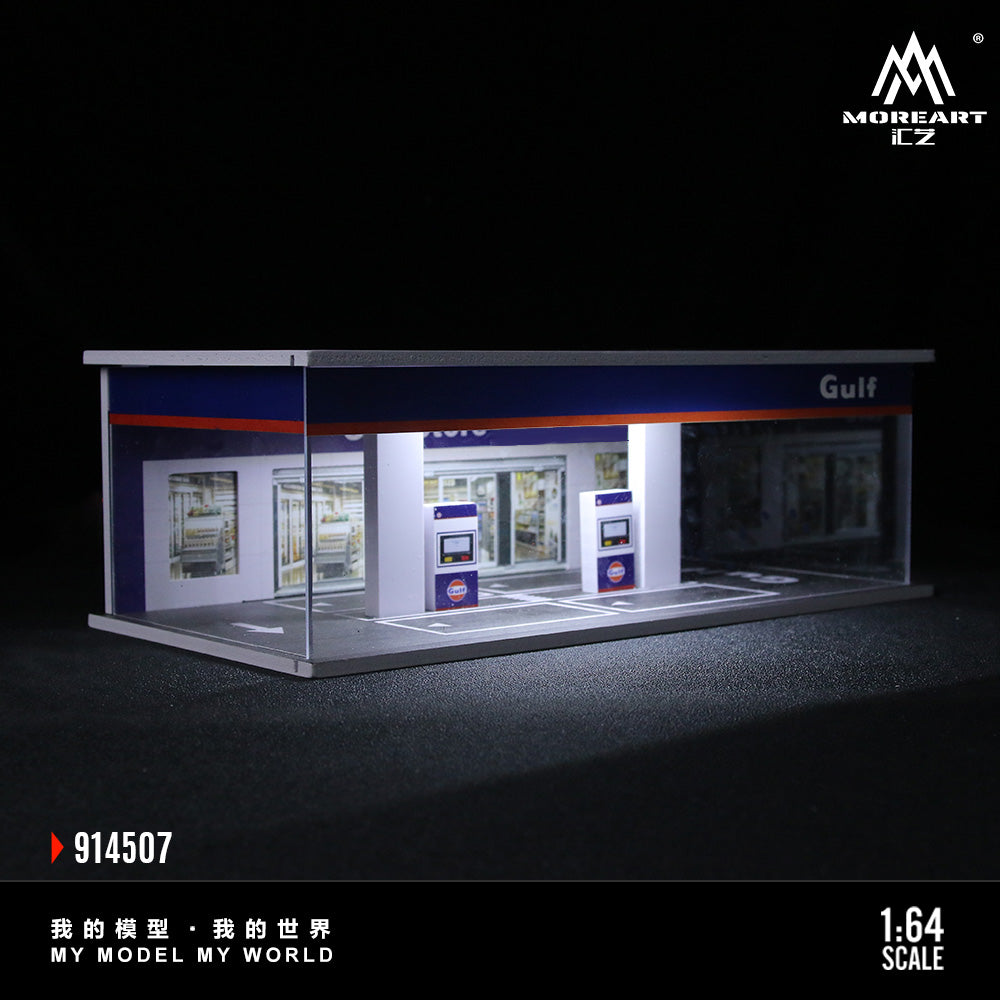 MoreArt 1:64 GAS STATION ASSEMBLY Gulf EXHIBITION HALL
