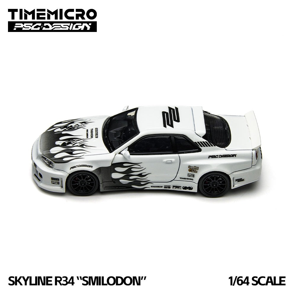 TimeMicro × PSC DESIGN
1:64 R34 "Smilodon" Black & White Diecast Car Model