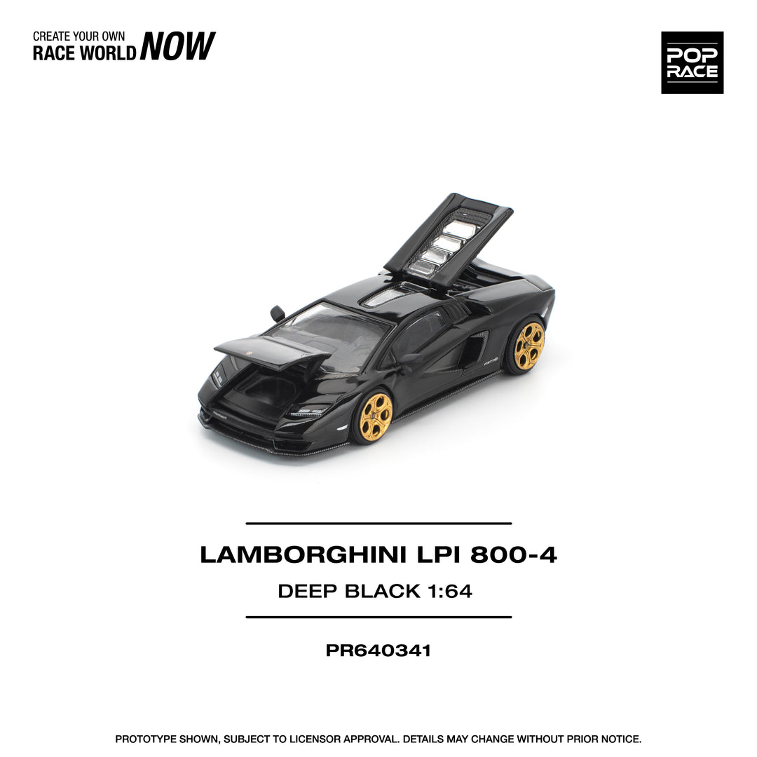 POP RACE 1/64 LAMBORGHINI COUNTACH LPI 800-4 DEEP BLACK PR640341